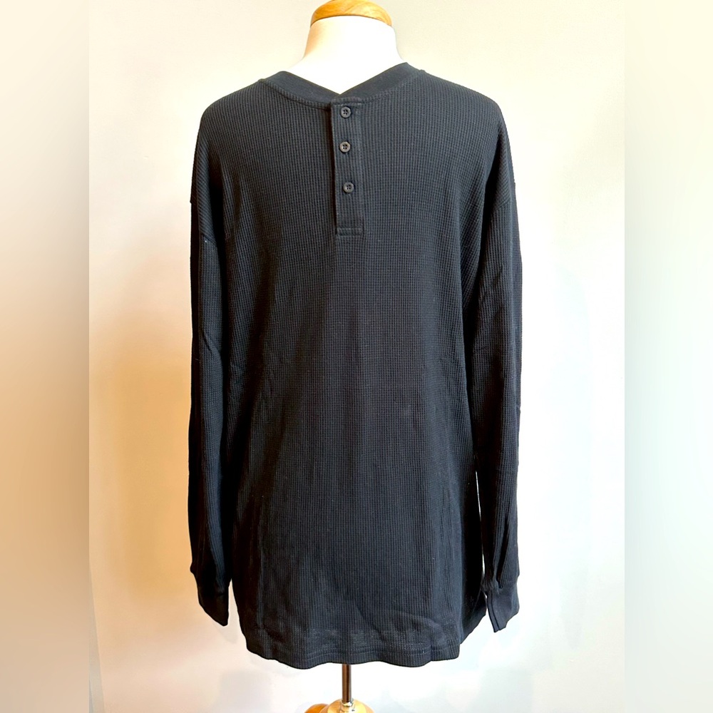 🌸Follow Me waffle knit long sleeve 3 button pullover Henley shirt Size La…